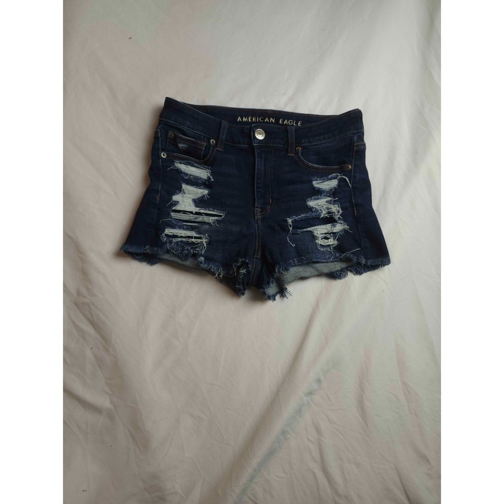 American Eagle‎ Hi-Rise Shortie Womens 4 Distressed Denim Festival Grunge Shorts
